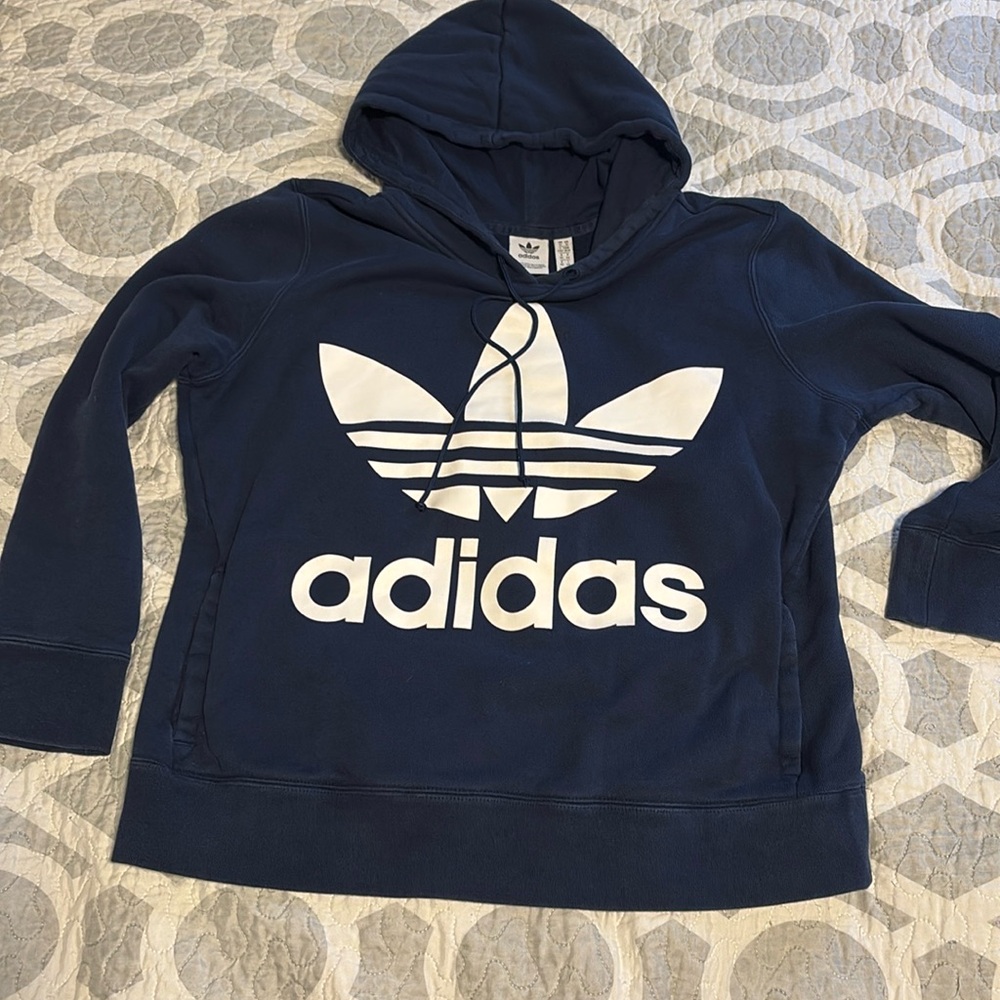 Women’s Adidas Navy Trefoil Hoodie Medium